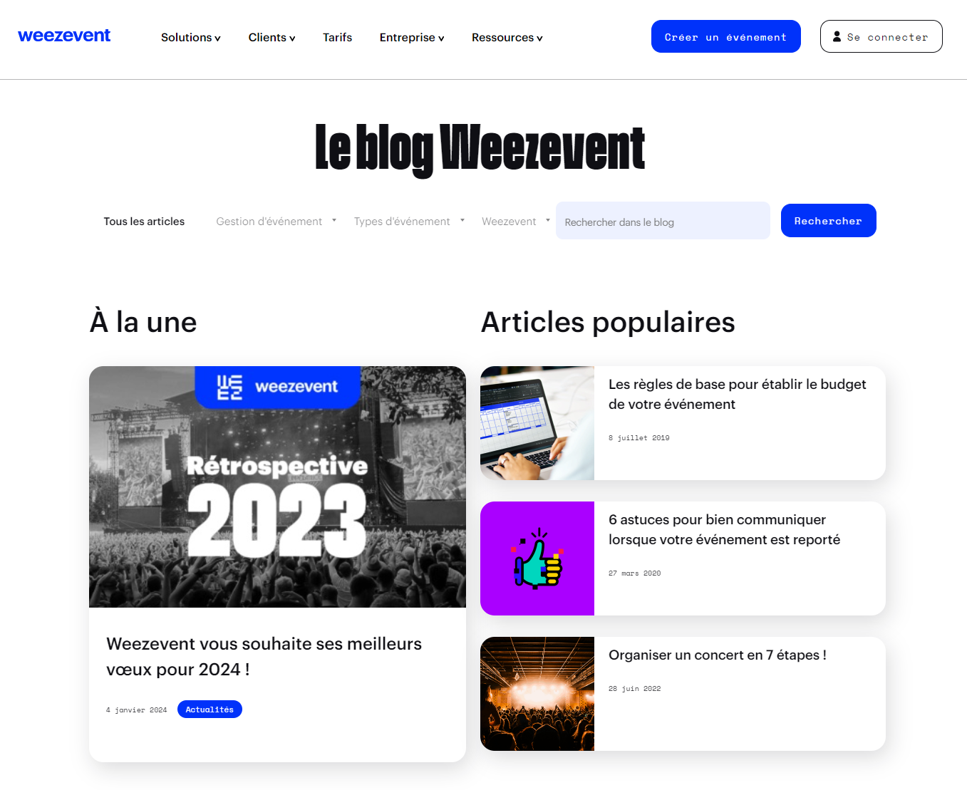 Page du blog de Weezevent